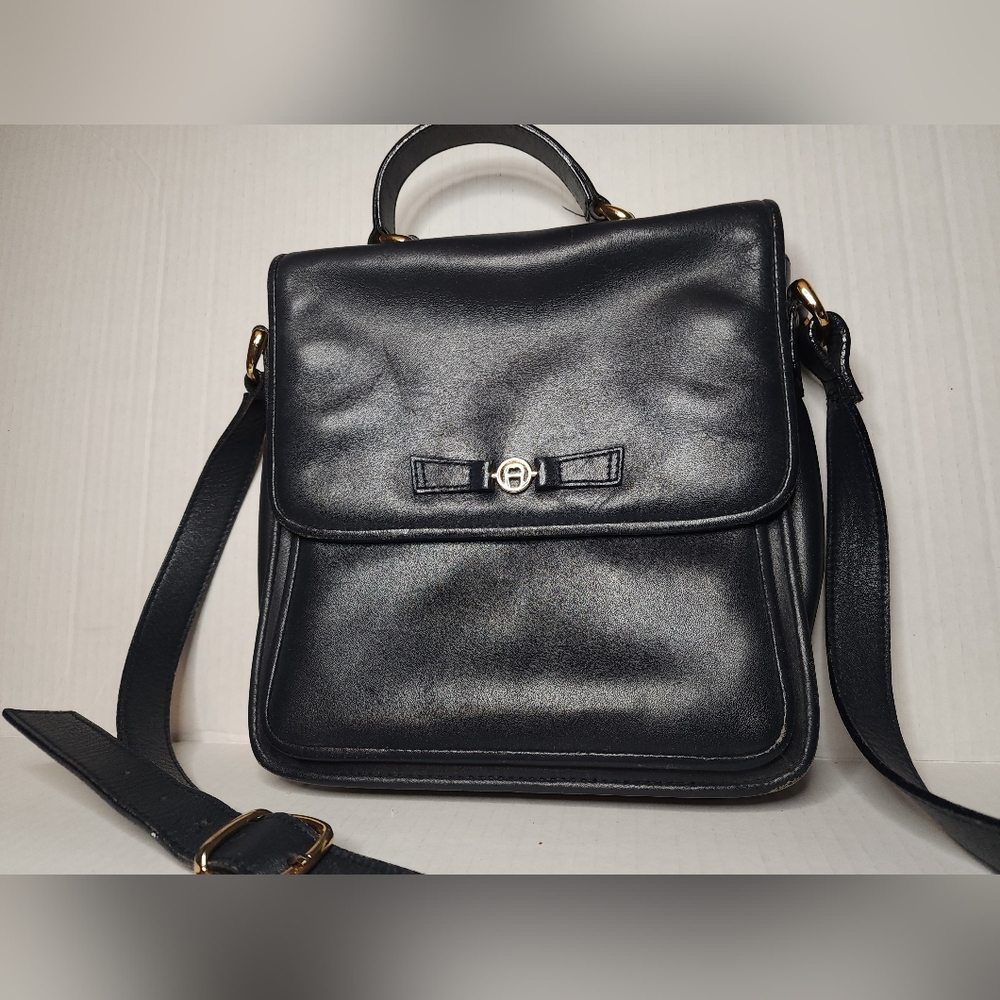 Dark Blue Etienne Aigner Leather Crossbody Bag
